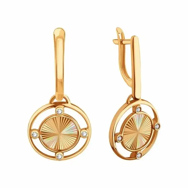 Серьги подвесные из красного золота