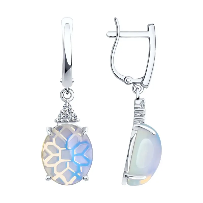 Серьги подвесные из серебра