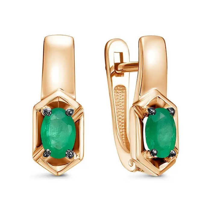 Серьги с английским замком из комбинированного золота