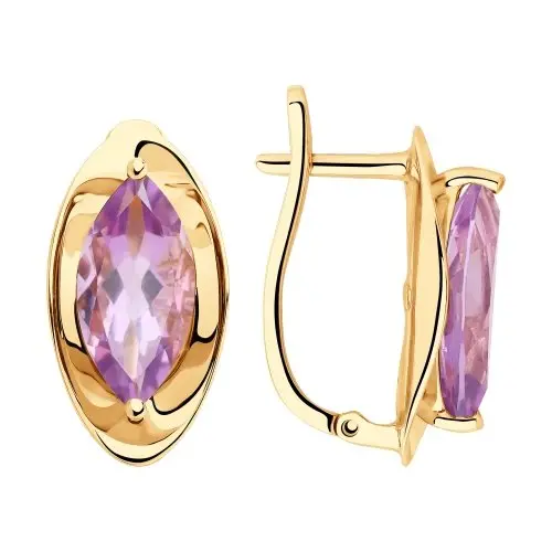 Серьги с английским замком из красного золота