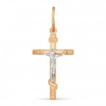 Подвеска крест из комбинированного золота