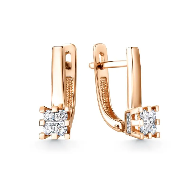 Серьги с английским замком из красного золота