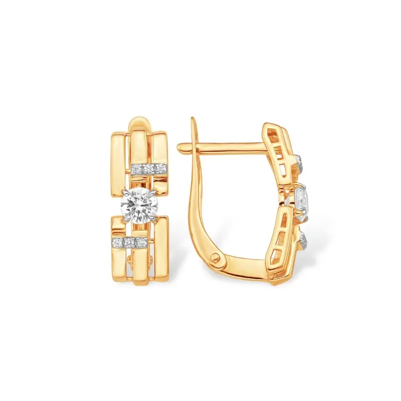 Серьги с английским замком из красного золота