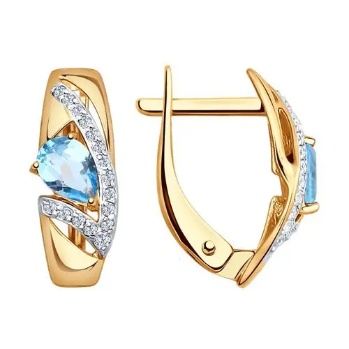 Серьги с английским замком из красного золота