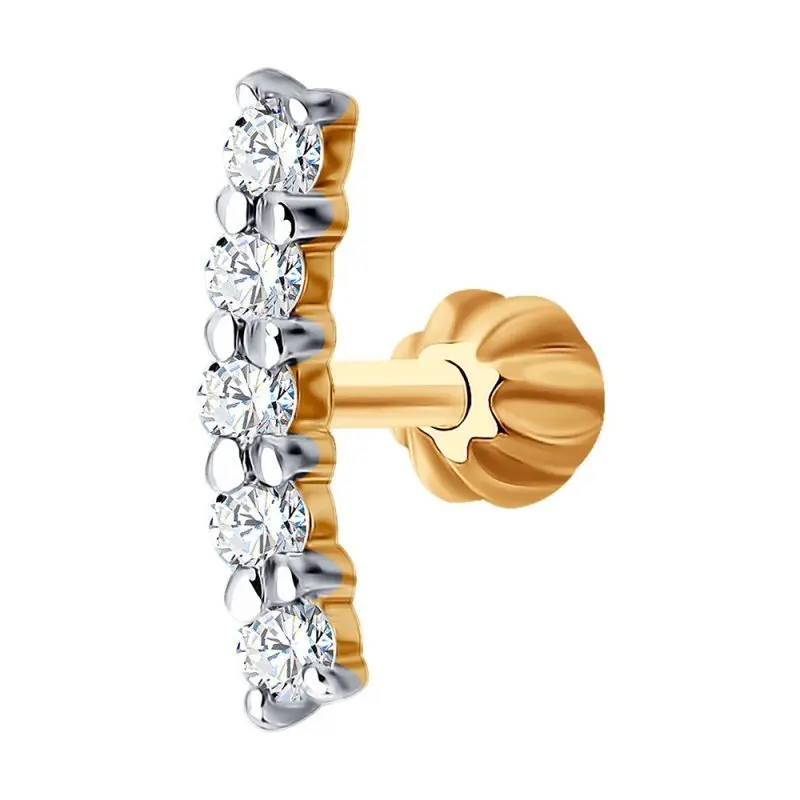 Серьги одиночные из красного золота