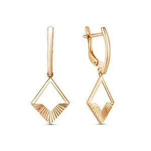 Серьги подвесные из красного золота