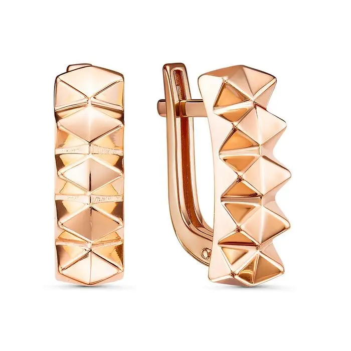 Серьги с английским замком из красного золота