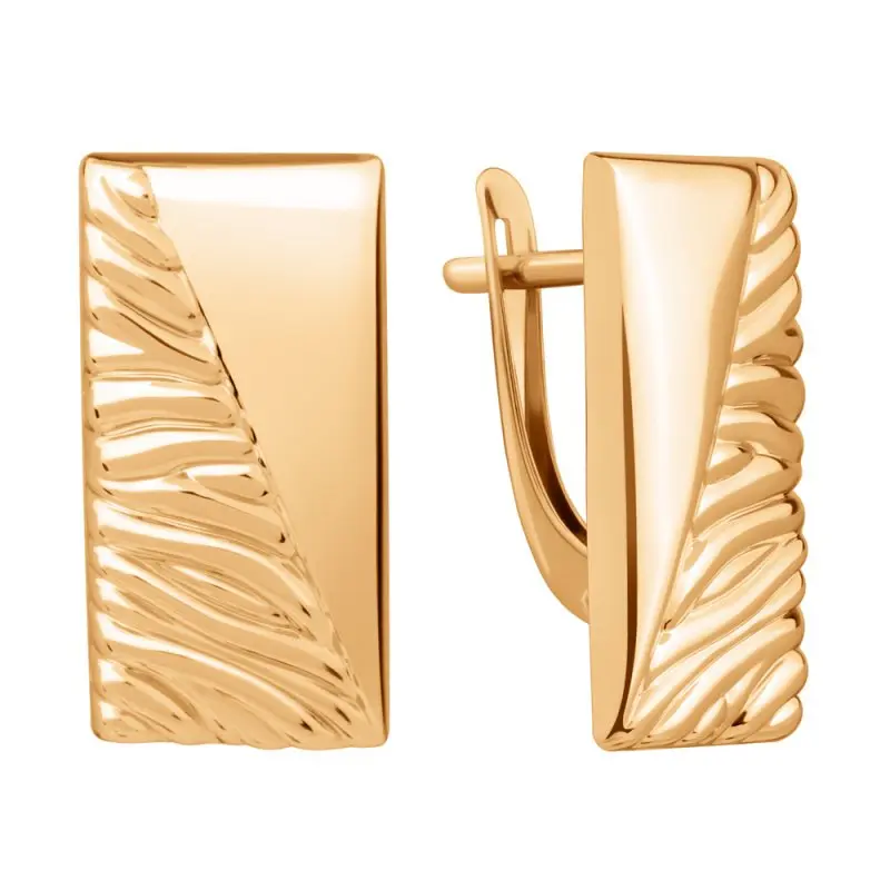 Серьги с английским замком из красного золота