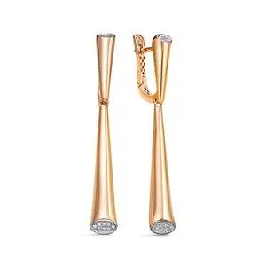 Серьги подвесные из красного золота