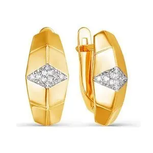 Серьги с английским замком из желтого золота