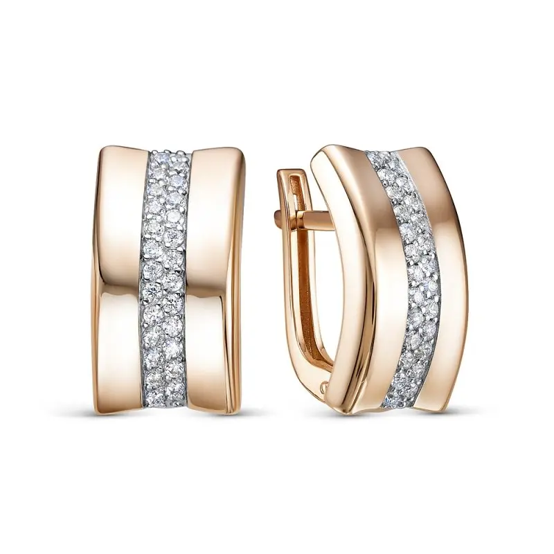 Серьги с английским замком из красного золота