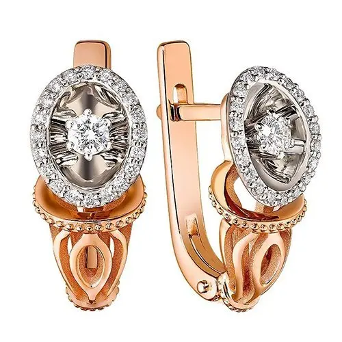 Серьги с английским замком из красного золота