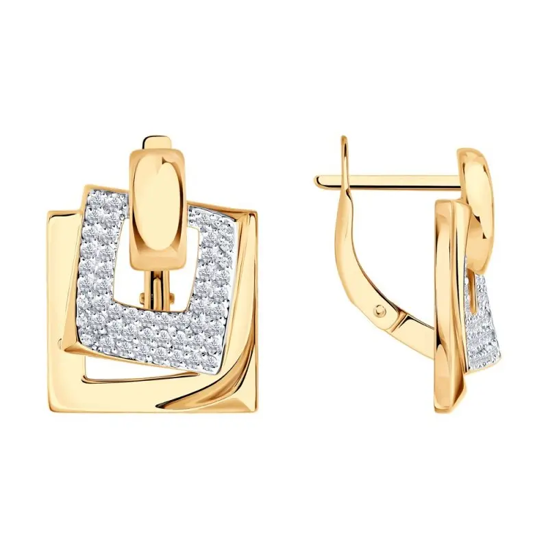 Серьги с английским замком из красного золота