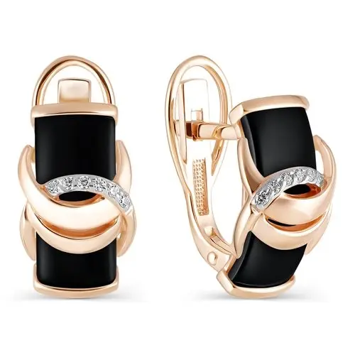 Серьги с английским замком из красного золота