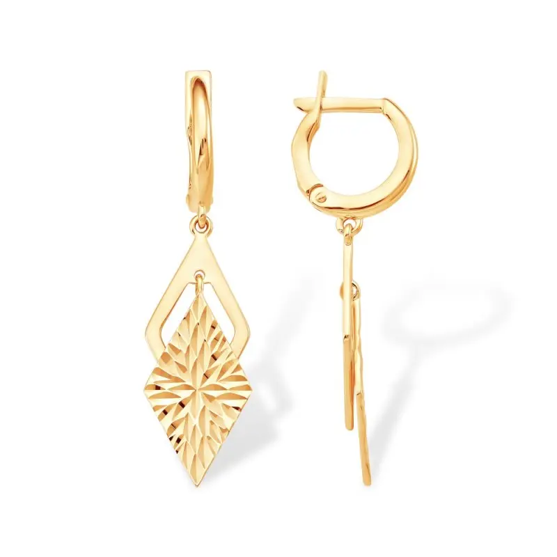 Серьги подвесные из красного золота