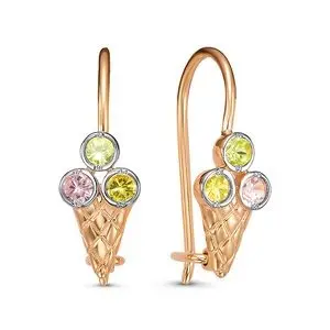 Серьги детские из красного золота