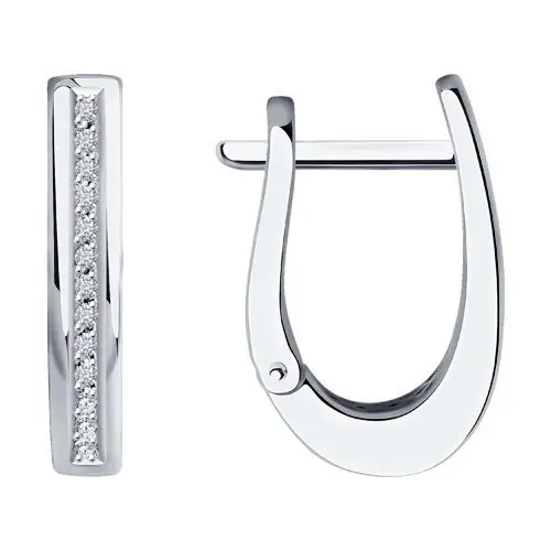 Серьги с английским замком из белого золота