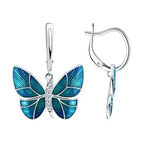 Серьги подвесные из серебра