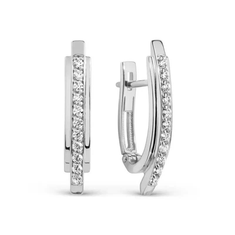 Серьги с английским замком из белого золота