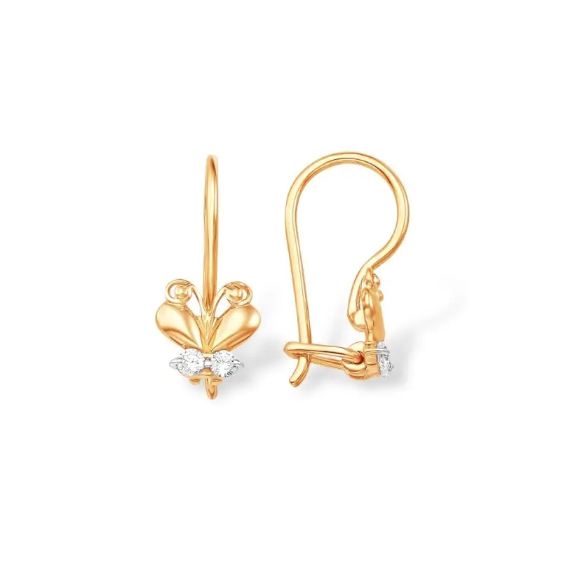 Серьги детские из красного золота