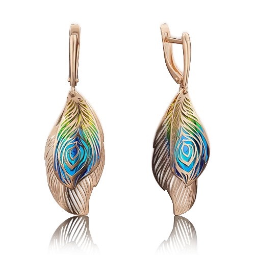 Серьги подвесные из красного золота