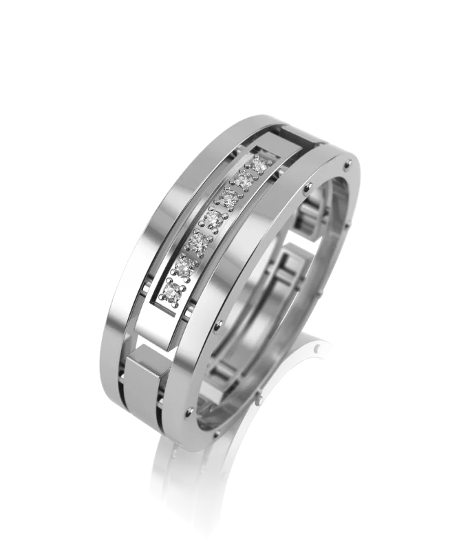 Кольцо обручальное из белого золота