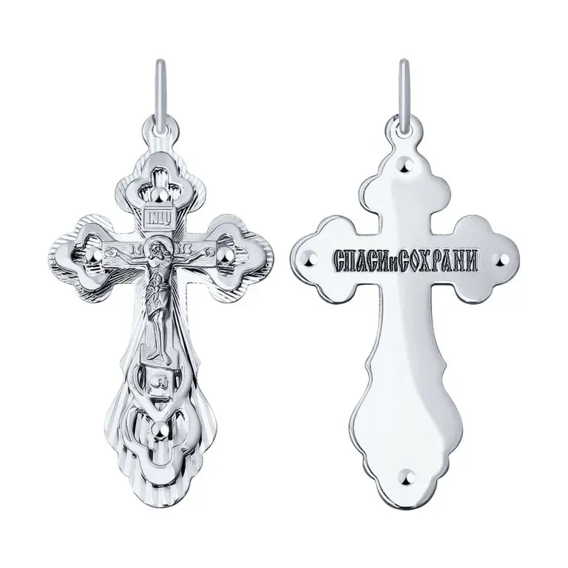 Подвеска крест из белого золота