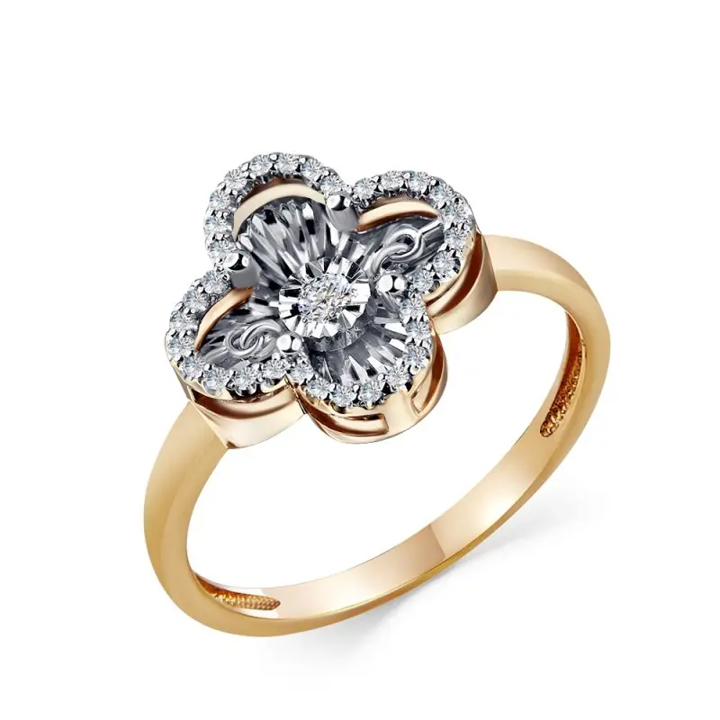 Кольцо декоративное из комбинированного золота