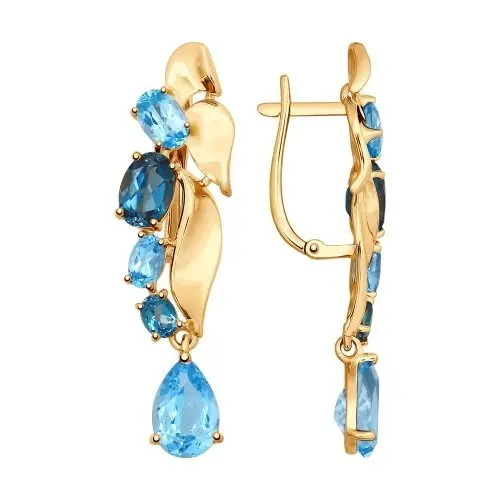 Серьги подвесные из красного золота