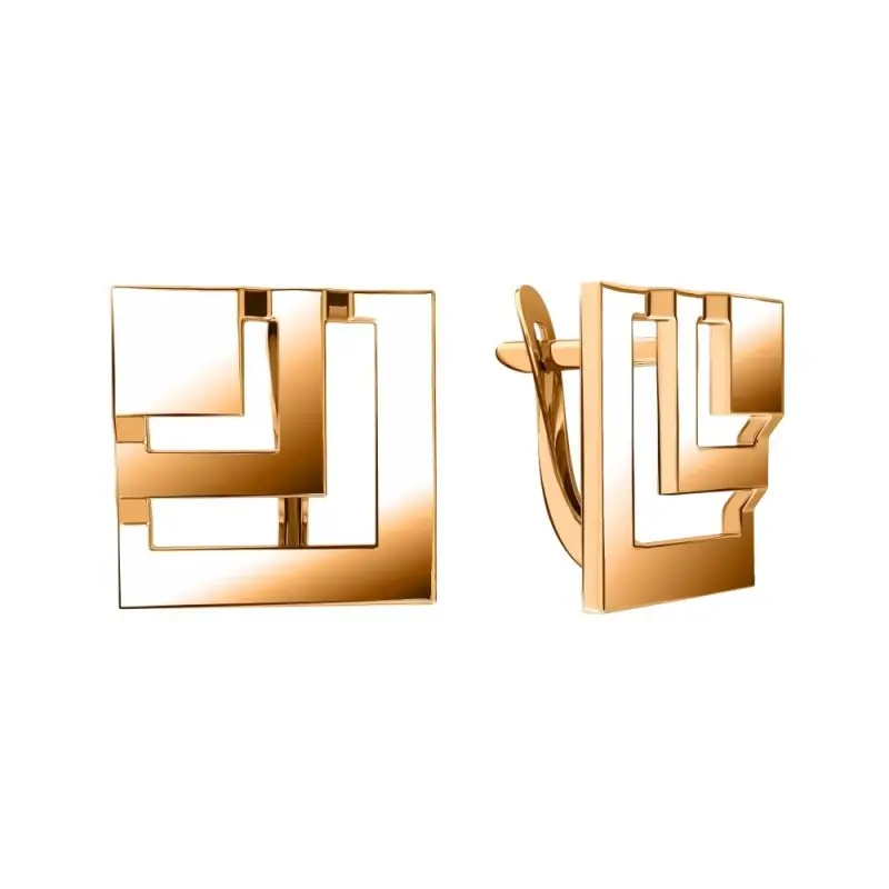 Серьги с английским замком из красного золота