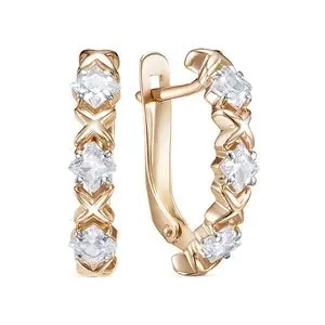 Серьги с английским замком из комбинированного золота