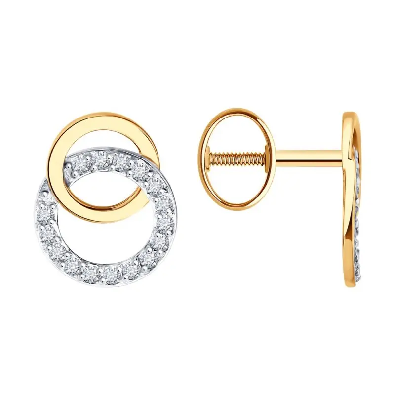 Серьги пуссеты из красного золота