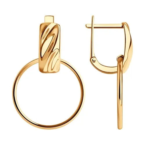 Серьги с английским замком из красного золота