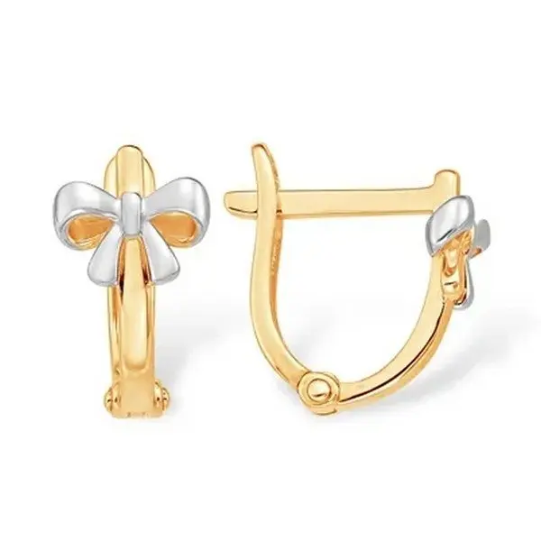Серьги детские из комбинированного золота
