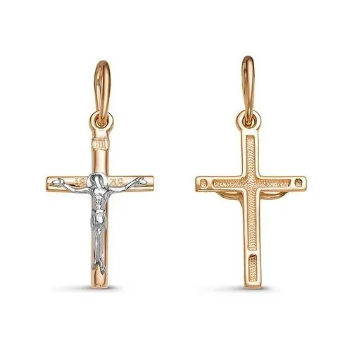 Подвеска крест из комбинированного золота