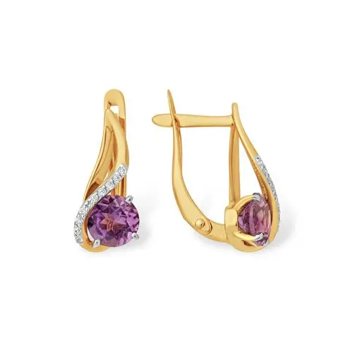 Серьги с английским замком из красного золота