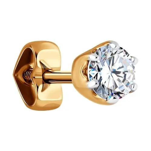 Серьги одиночные из красного золота