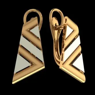 Серьги с английским замком из комбинированного золота