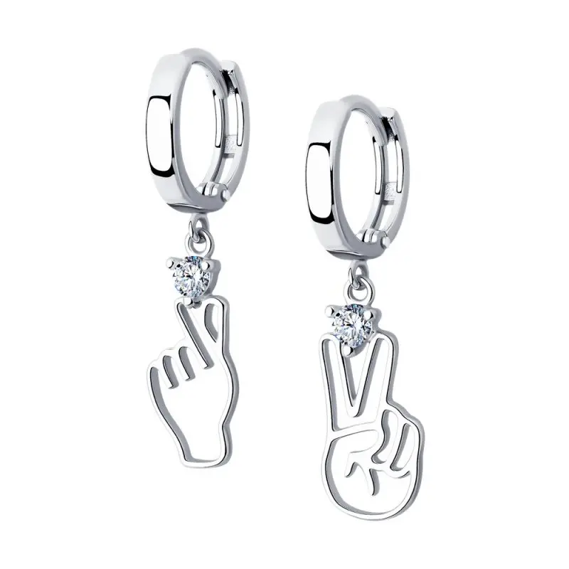 Серьги подвесные из серебра