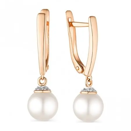 Серьги подвесные из красного золота