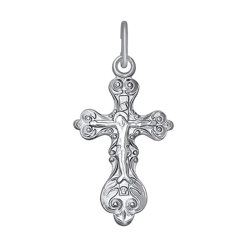Подвеска крест из белого золота