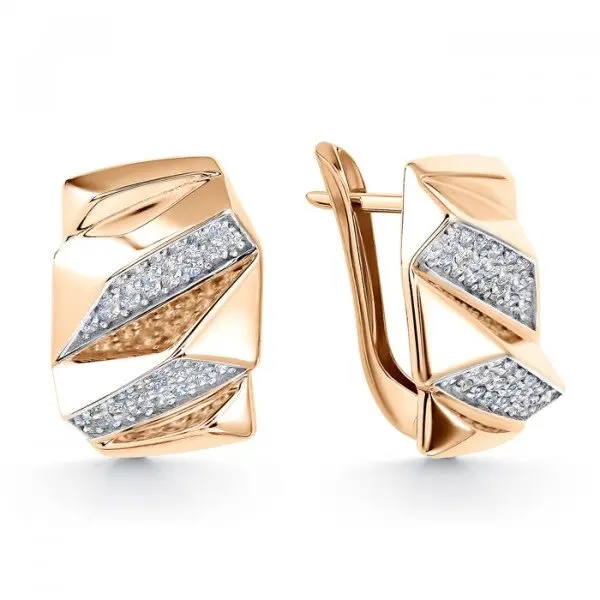 Серьги с английским замком из красного золота