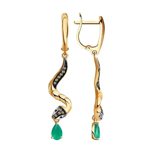 Серьги подвесные из красного золота