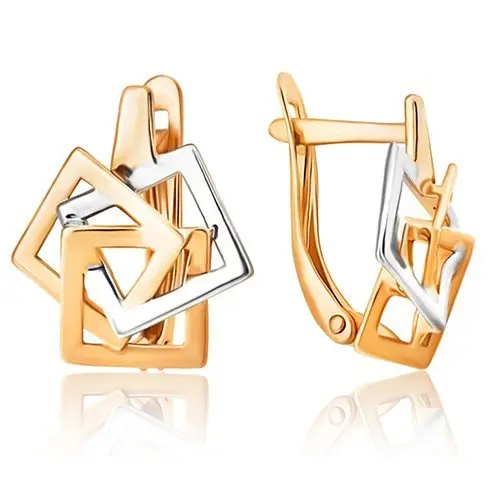 Серьги с английским замком из комбинированного золота