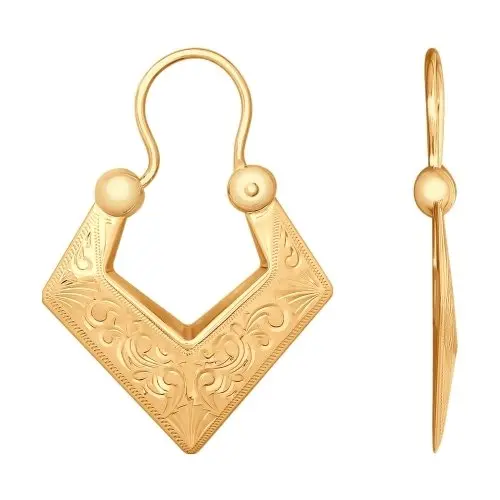 Серьги петельки из красного золота