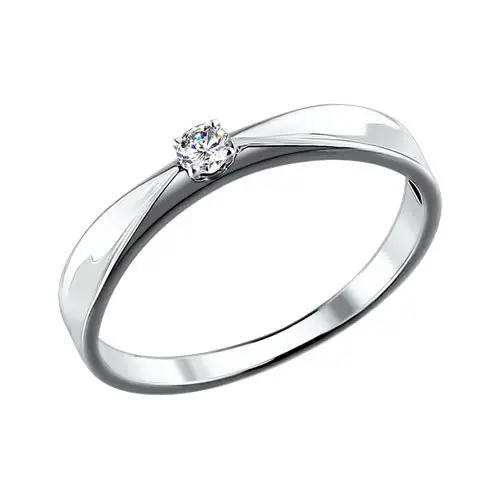 Кольцо помолвочное из белого золота