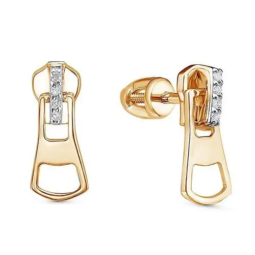 Серьги пуссеты из красного золота