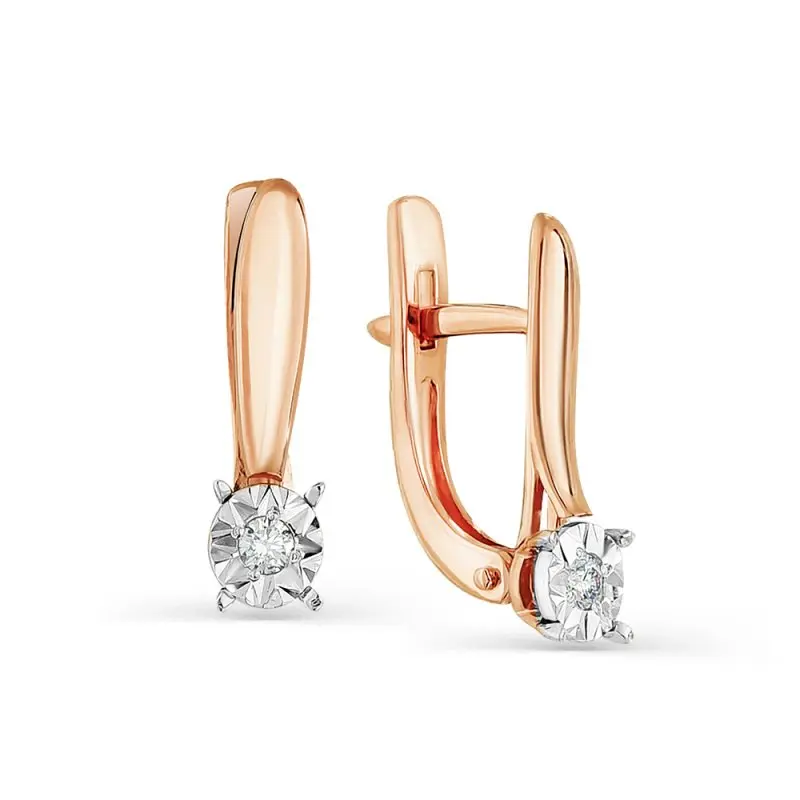 Серьги с английским замком из комбинированного золота