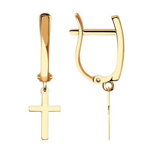 Серьги подвесные из красного золота