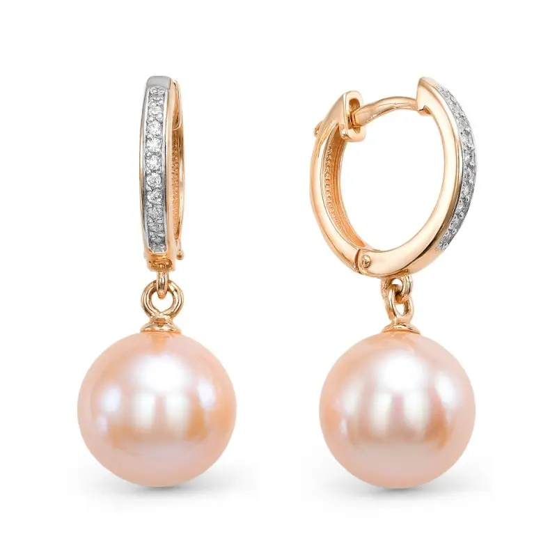 Серьги подвесные из красного золота